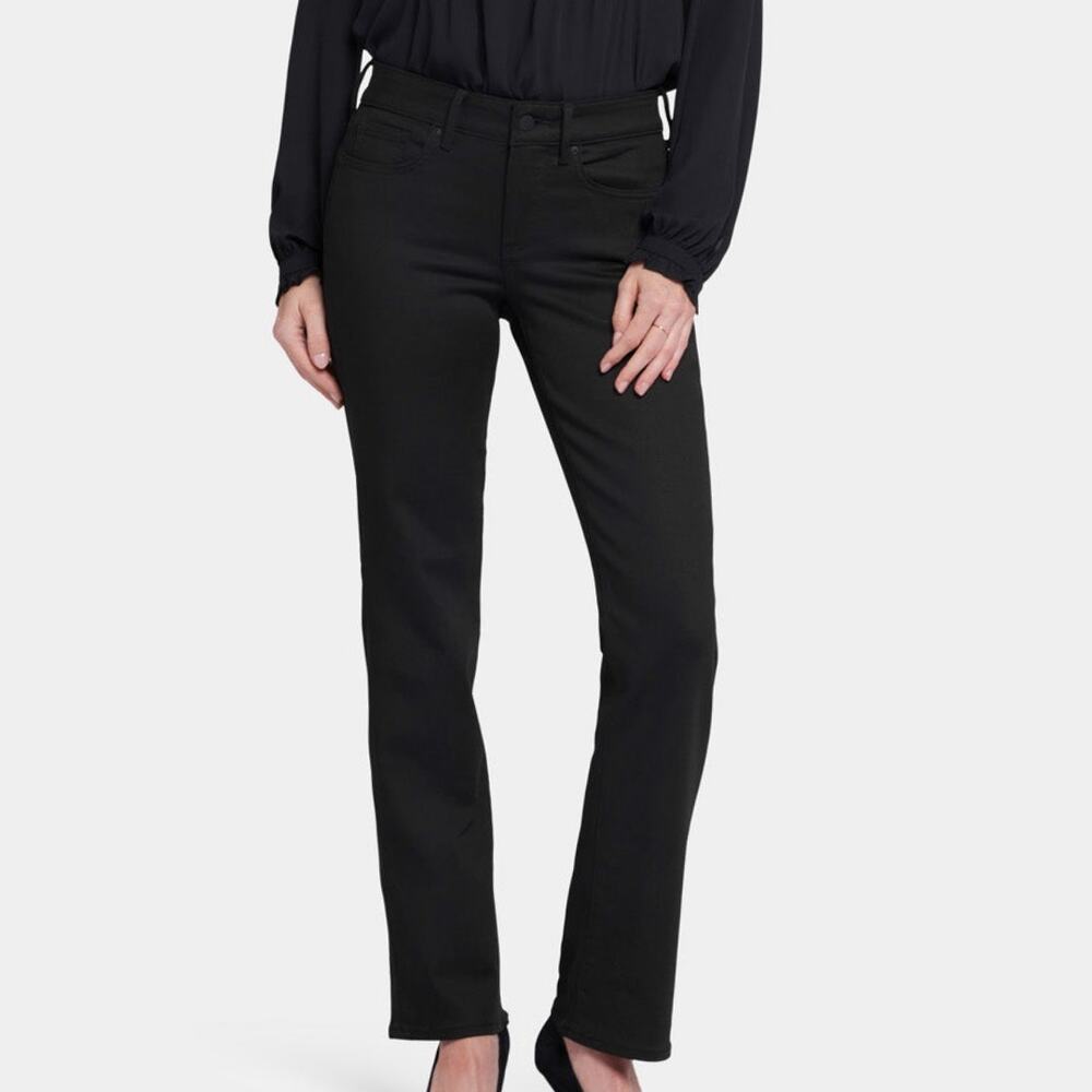 NYDJ Marilyn Straight Jeans Black Rinse LiftxTuck Technology Size 14